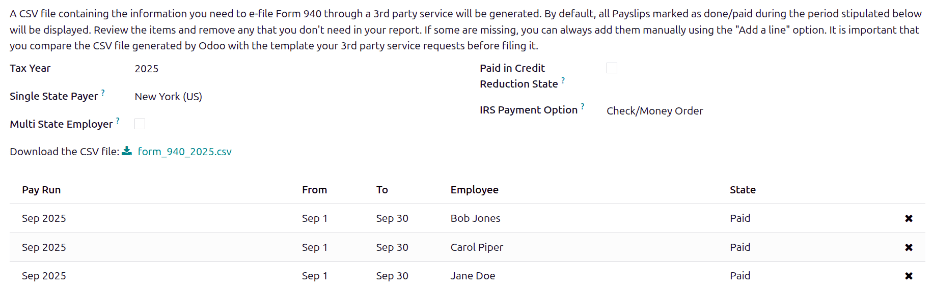The 940 report screen, with the file to download in the top half.