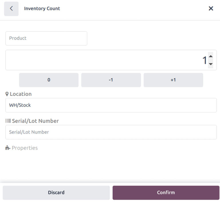 Keypad to add products on Barcode Inventory Client Action page.