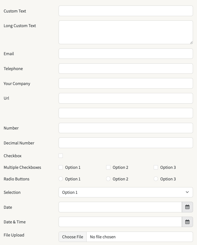 All types of form fields