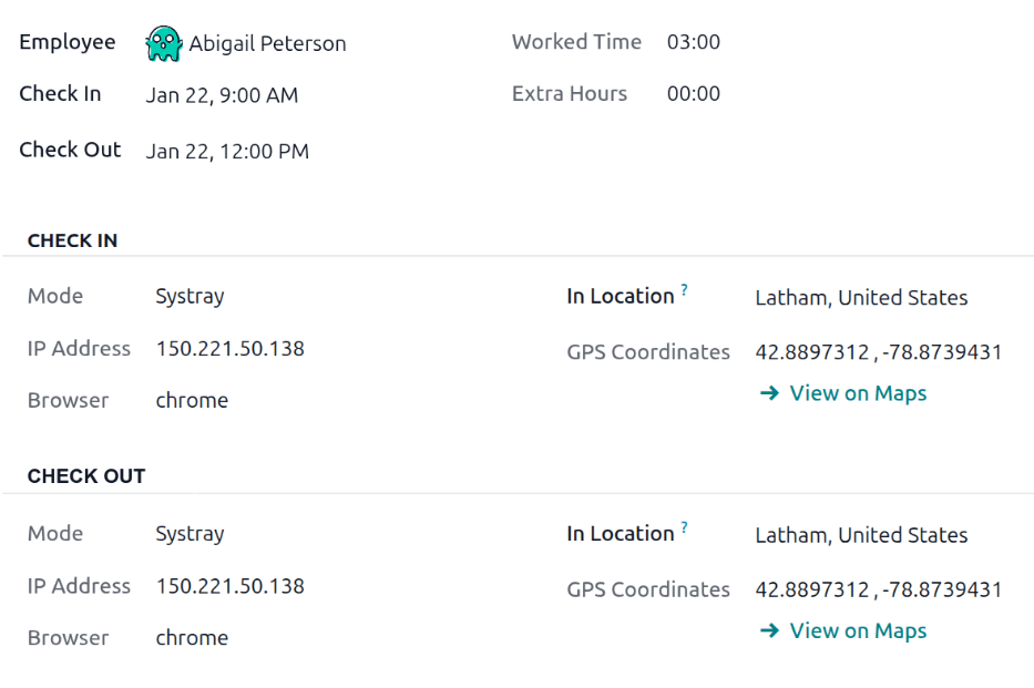 The detailed information for an attendance entry.