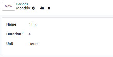 Sample of a New Period view in the Rental app.