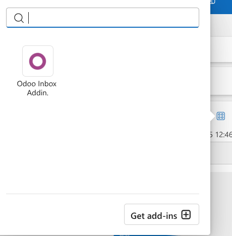 Odoo for Outlook add-in button