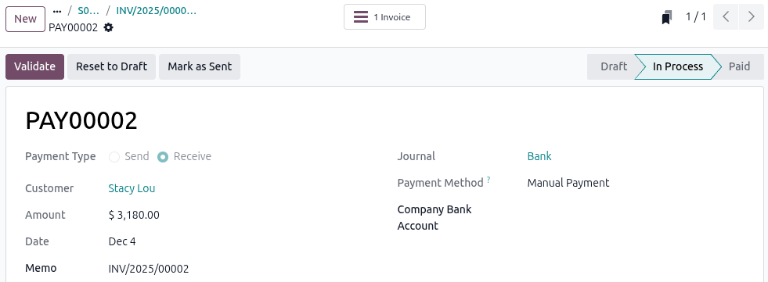 Sample of the Payment page in the Rental app.