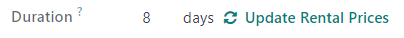 Sample of the Duration field with the Update Rental Prices option in the Rental app.