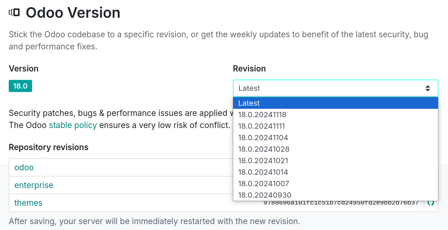 The settings tab revisions