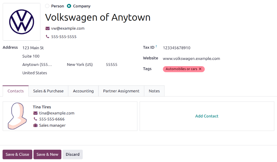 Vendor form to fill out when adding a new vendor.